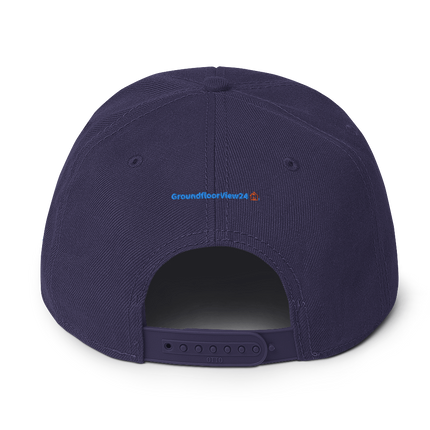 Luxembourg Snapback Hat GroundfloorView24 with 3 Logos.
