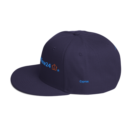Cyprus Snapback Hat GroundfloorView24 with 3 Logos.