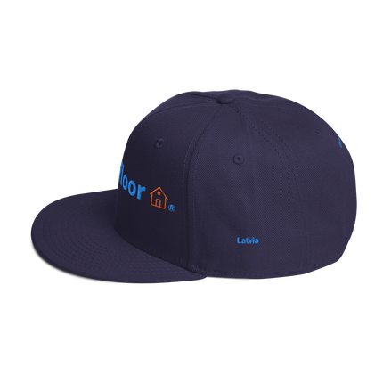Latvia Snapback Hat GroundfloorView24 with 3 Logos.