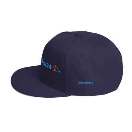 Luxembourg Snapback Hat GroundfloorView24 with 3 Logos.
