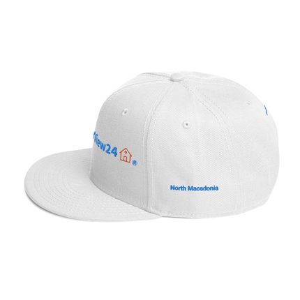 North Macedonia Snapback Hat GroundfloorView24 with 3 Logos.