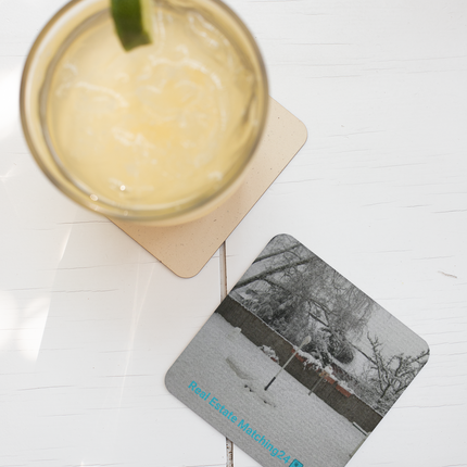 Winter Wonderland Cork-back coaster with realestatematching24 with key Logo