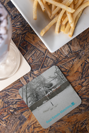 Winter Wonderland Cork-back coaster with realestatematching with key Logo