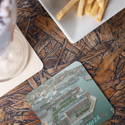 Nice City Cork-back coaster with Groundfloor24 with House Logo