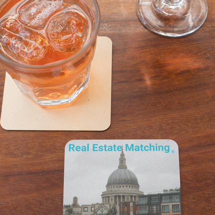 St. Paul's Cathedral Cork-back coaster with Real Estate Matching Logo
