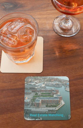 Nice City Cork-back coaster with realestatematching without key Logo