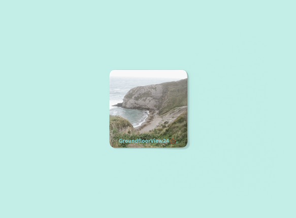 Sea & Hills Cork-back coaster with groundfloorview24 with House Logo