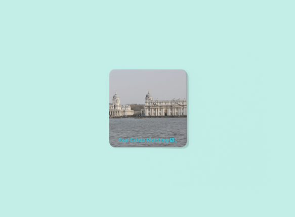Riverside Beauty Cork-back coaster with realestatematching with key Logo