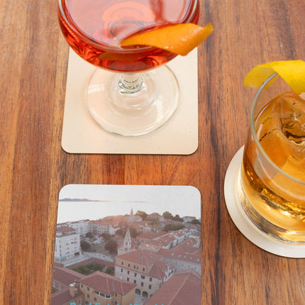Roof Sunset View Cork-back coaster with realestatematching without key Logo