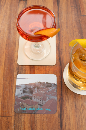 Roof Sunset View Cork-back coaster with realestatematching without key Logo