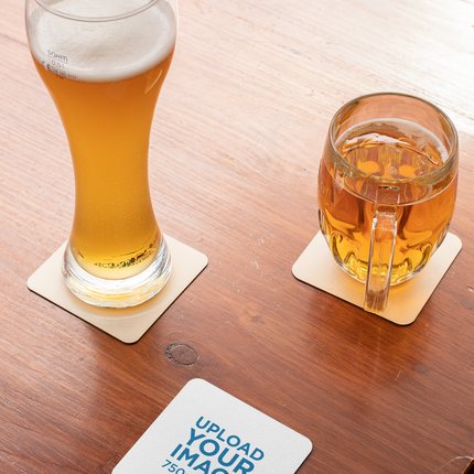 Waves and Sand Cork-back coaster with Groundfloor with House Logo