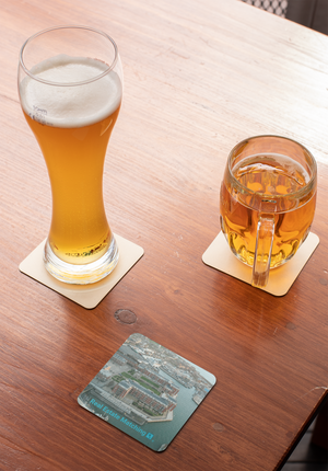 Nice City Cork-back coaster with groundfloorview24 with House Logo