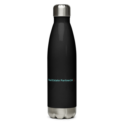 Stainless Steel Water Bottle with Real Estate Partner24 Logo