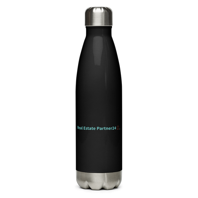 Stainless Steel Water Bottle with Real Estate Partner24 Logo