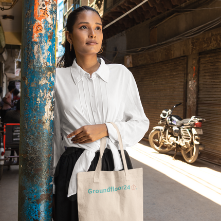 All-Over Print Large Tote Bag with Groundfloor24 Logo