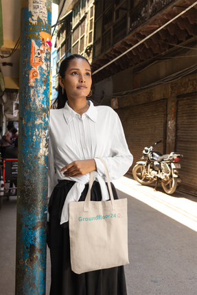 All-Over Print Large Tote Bag with Groundfloor24 Logo