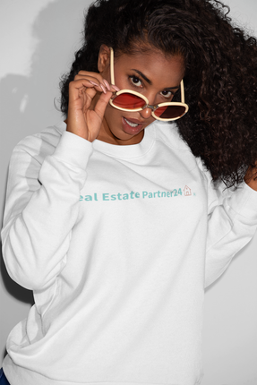Unisex organic raglan sweatshirt with Real Estate Partner24 Logo