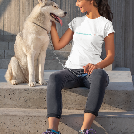 All-Over Print Women's Athletic T-shirt with Real Estate Partner24 Logo