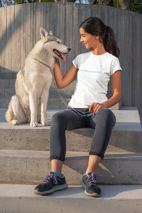 All-Over Print Women's Athletic T-shirt with Real Estate Partner24 Logo