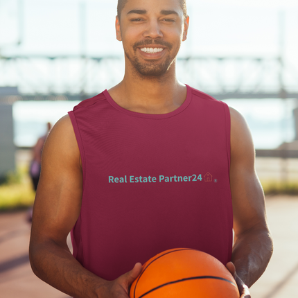 Recycled unisex basketball jersey with Real Estate Partner24 Logo