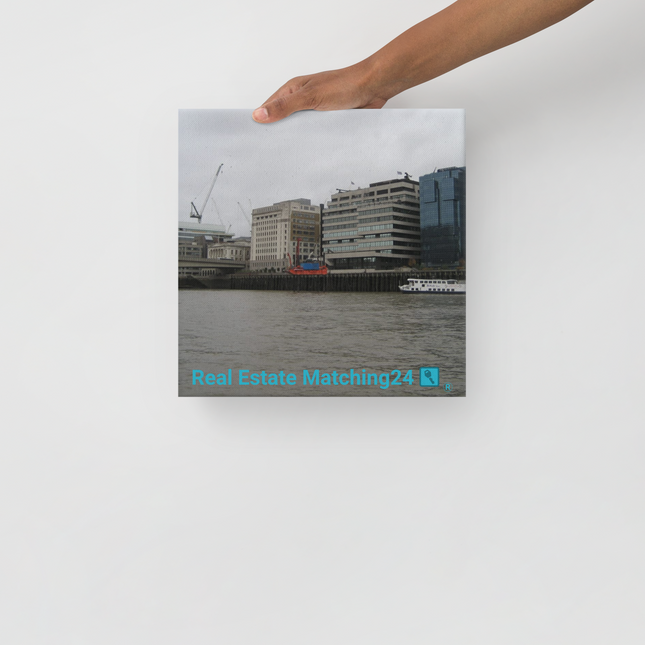 Beautiful Place Thin canvas with Real Estate Matching24 Logo