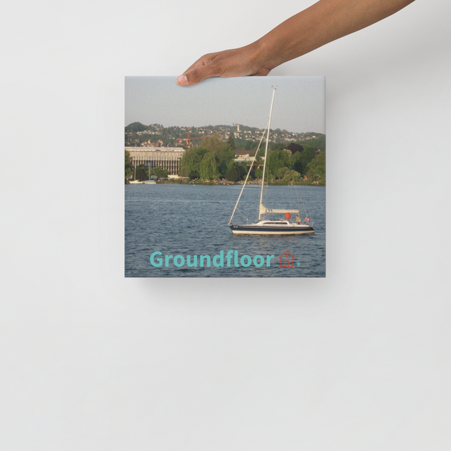 Boat on the River Thin canvas with Groundfloor with House Logo