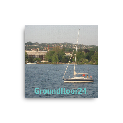 Boat on the River Thin canvas with Groundfloor24 without House Logo