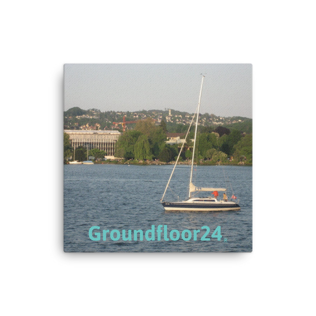 Boat on the River Thin canvas with Groundfloor24 without House Logo