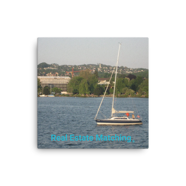 Boat on the River Thin canvas with realestatematching without key Logo