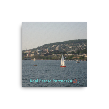 Beautiful River & Hills Sinari Thin canvas with realestatepartner24 with house Logo