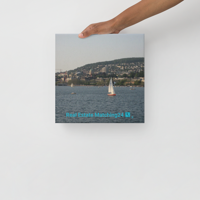 Beautiful River & Hills Sinari Thin canvas with realestatematching24 with key Logo