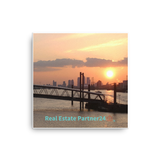 Evening Glow Thin canvas with realestatepartner24 with house Logo