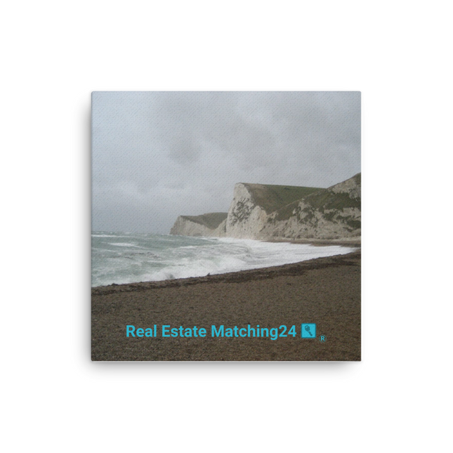 Waves and Sand Thin canvas with realestatematching24 with key Logo