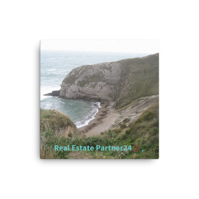 Sea & Hills Thin canvas with realestatepartner24 with house Logo