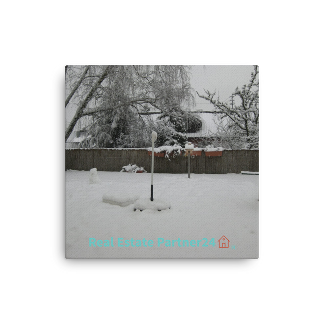 Winter Wonderland Thin canvas with realestatepartner24 with house Logo