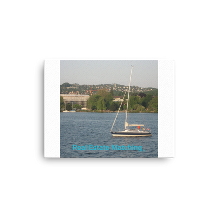 Boat on the River Thin canvas with realestatematching without key Logo