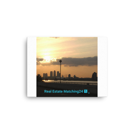 Majestic Sunset Thin canvas with realestatematching24 with key Logo