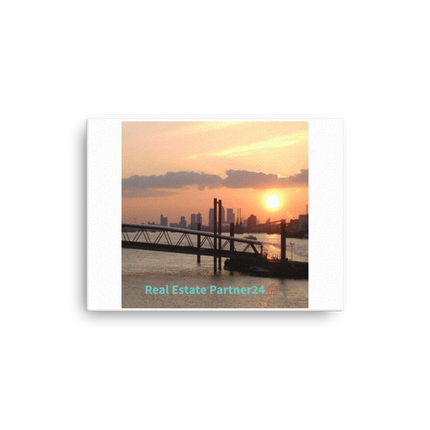 Evening Glow Thin canvas with realestatepartner24 with house Logo