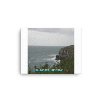 Seaside Serenity Thin canvas with realestatepartner24 with house Logo