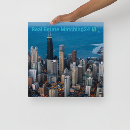 Beutiful Sinari Thin canvas with Real Estate Matching24 Logo