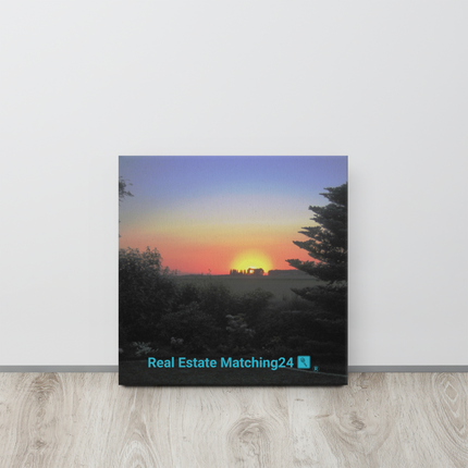 Beautiful Sunset Sinari Thin canvas with realestatematching24 with key Logo