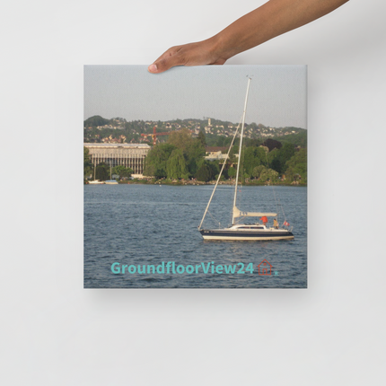 Boat on the River Thin canvas with groundfloorview24 with House Logo