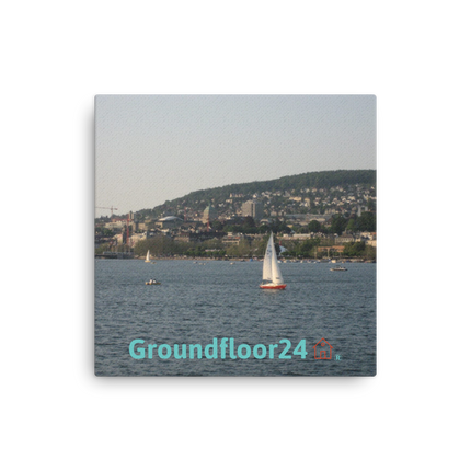 Beautiful River & Hills Sinari Thin canvas with Groundfloor24 with House Logo