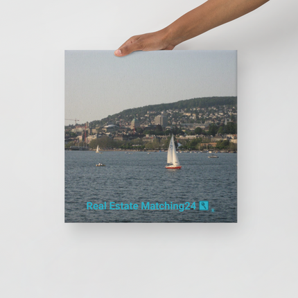 Beautiful River & Hills Sinari Thin canvas with realestatematching24 with key Logo