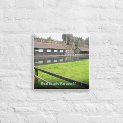 Lakeside Serenity Thin canvas with realestatepartner24 with house Logo