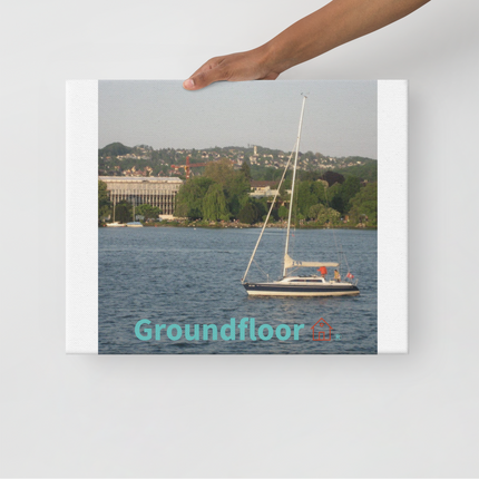 Boat on the River Thin canvas with Groundfloor with House Logo
