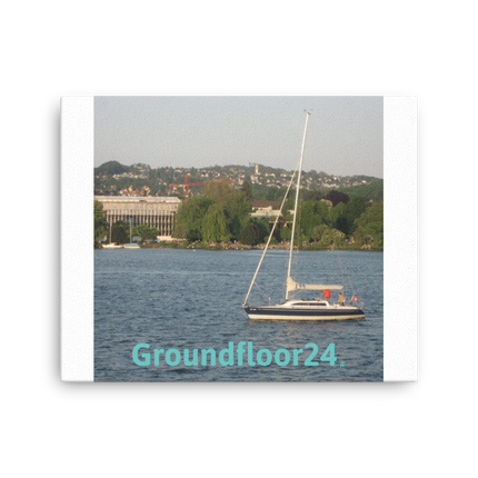 Boat on the River Thin canvas with Groundfloor24 without House Logo