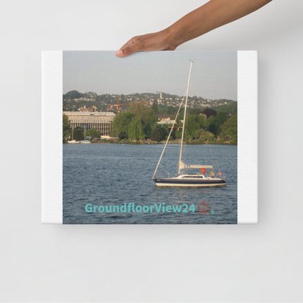 Boat on the River Thin canvas with groundfloorview24 with House Logo