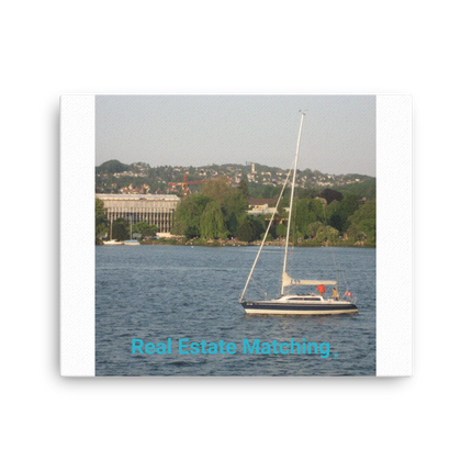 Boat on the River Thin canvas with realestatematching without key Logo