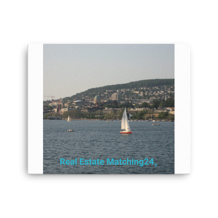 Beautiful River & Hills Sinari Thin canvas with realestatematching24 without key Logo